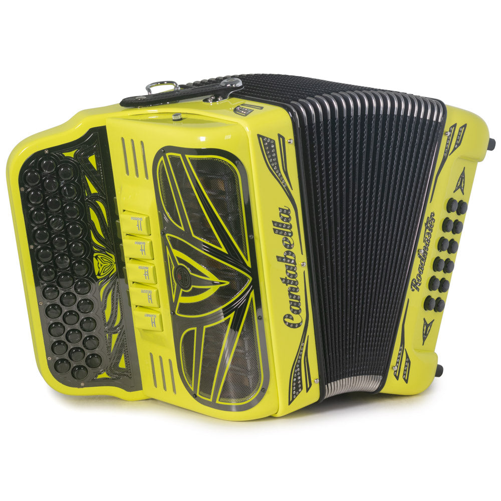 Cantabella Roadmaster Ultra Compact Accordion 5 Switch FBE Yellow with Black-Accordions & Concertinas-Cantabella- Hermes Music