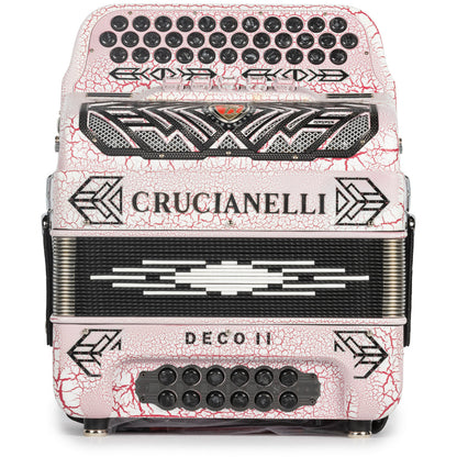Crucianelli Deco II Acordeón 5 Registros Mi Accordion Blanco Craquelado y Rosa