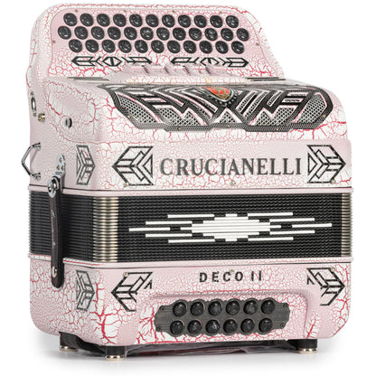 Crucianelli Deco II Acordeón 5 Registros Mi Accordion Blanco Craquelado y Rosa