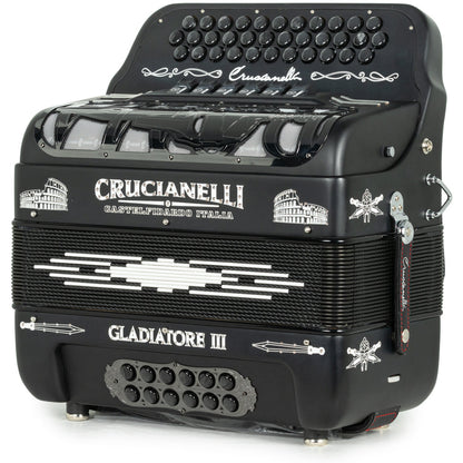 Crucianelli Gladiator III Acordeón 6 Registros Fa-Sol Mate Negro y Blanco