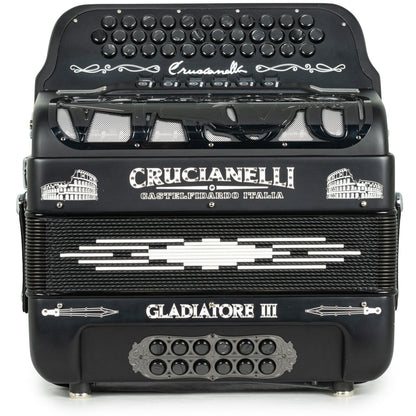 Crucianelli Gladiator III Acordeón 6 Registros Fa-Sol Mate Negro y Blanco