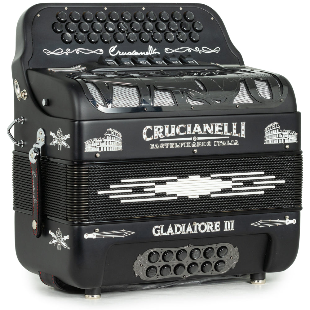 Crucianelli Gladiator III Acordeón 6 Registros Fa-Sol Mate Negro y Blanco