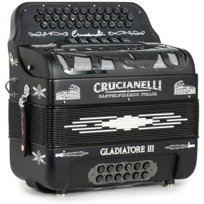Crucianelli Gladiator III Acordeón 6 Registros Fa-Sol Mate Negro y Blanco