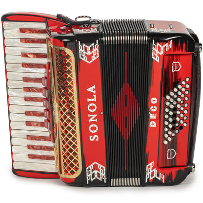 Sonola Deco 30 Key Piano Accordion 5 Switch Red Black and Gold-Sonola-accordion-Hermes Music-Accordion Pro Shop