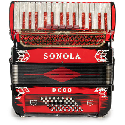 Sonola Deco 30 Key Piano Accordion 5 Switch Red Black and Gold-Sonola-accordion-Hermes Music-Accordion Pro Shop