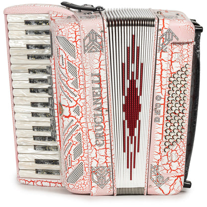 Crucianelli Deco Piano Accordion 7 Switch Matte White and Red Crackle-accordion-Crucianelli-Hermes Music-Accordion Pro Shop
