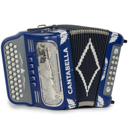 Cantabella Draco Accordion 5 Switch FBE Matte Blue with White-Cantabella-Hermes Music-Accordion Pro Shop