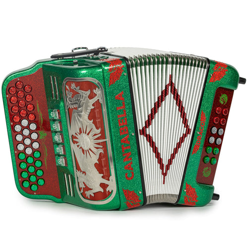 Cantabella Draco Acordeón 5 Registros Fa Brillo Verde con Rojo