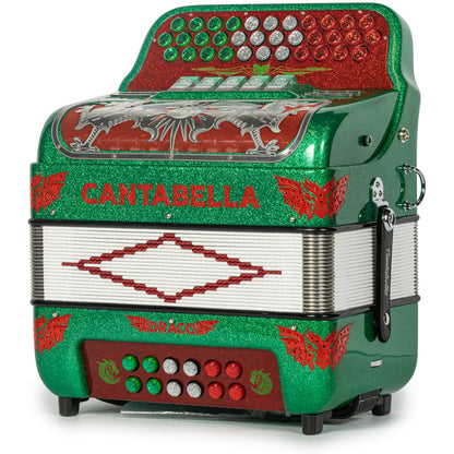 Cantabella Draco Accordion 5 Switch FBE Green Glitter with Red-Cantabella-Hermes Music-Accordion Pro Shop