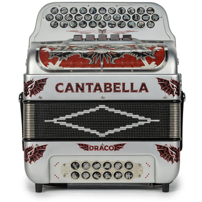 Cantabella Draco Accordion 5 Switch GCF Matte Silver with Red-Cantabella-Hermes Music-Accordion Pro Shop