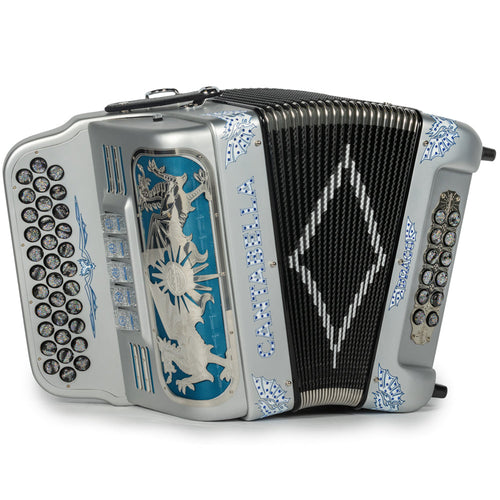 Cantabella Draco Acordeón 5 Registros Fa Plata Mate con Azul