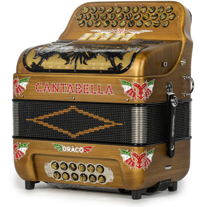 Cantabella Draco Accordion 5 Switch FBE Matte Golden Wood with Red-Cantabella-Hermes Music-Accordion Pro Shop