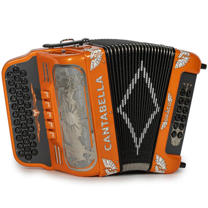Cantabella Draco Accordion 5 Switch EAD Orange with Silver-Cantabella-Hermes Music-Accordion Pro Shop