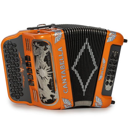 Cantabella Draco Accordion 5 Switch FBE Orange with Silver and Black-Cantabella-Hermes Music-Accordion Pro Shop