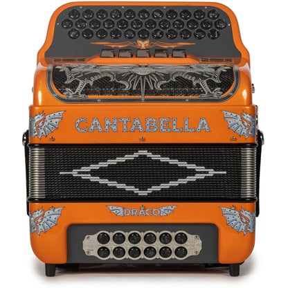 Cantabella Draco Accordion 5 Switch FBE Orange with Silver and Black-Cantabella-Hermes Music-Accordion Pro Shop