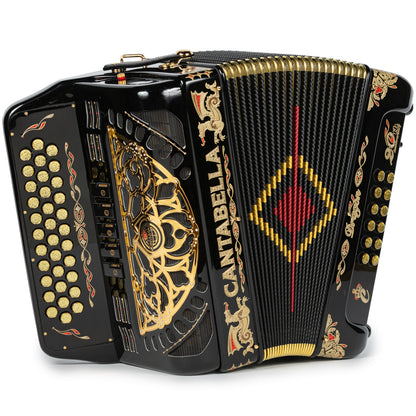 Cantabella Dragón Acordeón 5 Registros Mi Negro y Oro