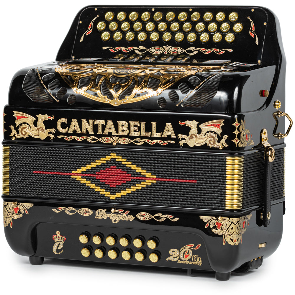Cantabella Dragón Acordeón 5 Registros Fa Negro y Oro