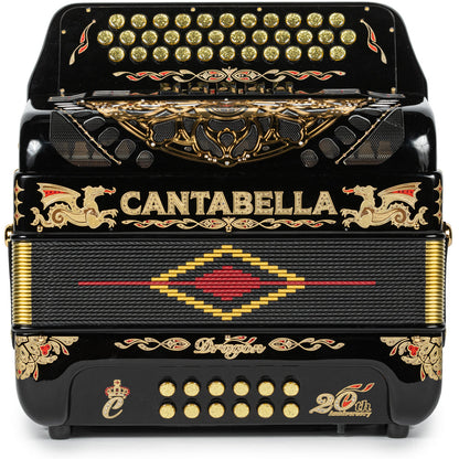 Cantabella Dragón Acordeón 5 Registros Mi Negro y Oro