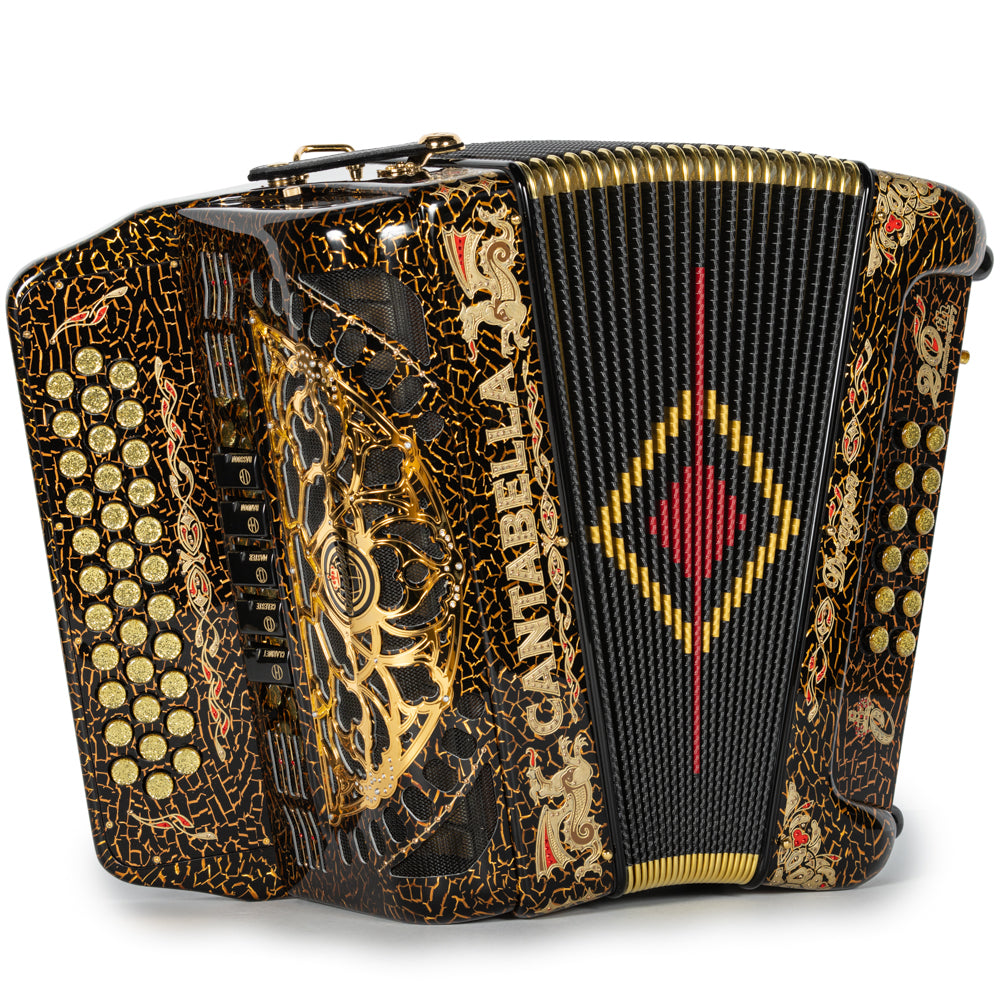 Cantabella Dragón Acordeón 5 Registros Mi Celuloide Oro Agrietado