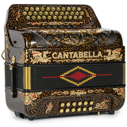 Cantabella Dragón Acordeón 5 Registros Fa Celuloide Oro Agrietado