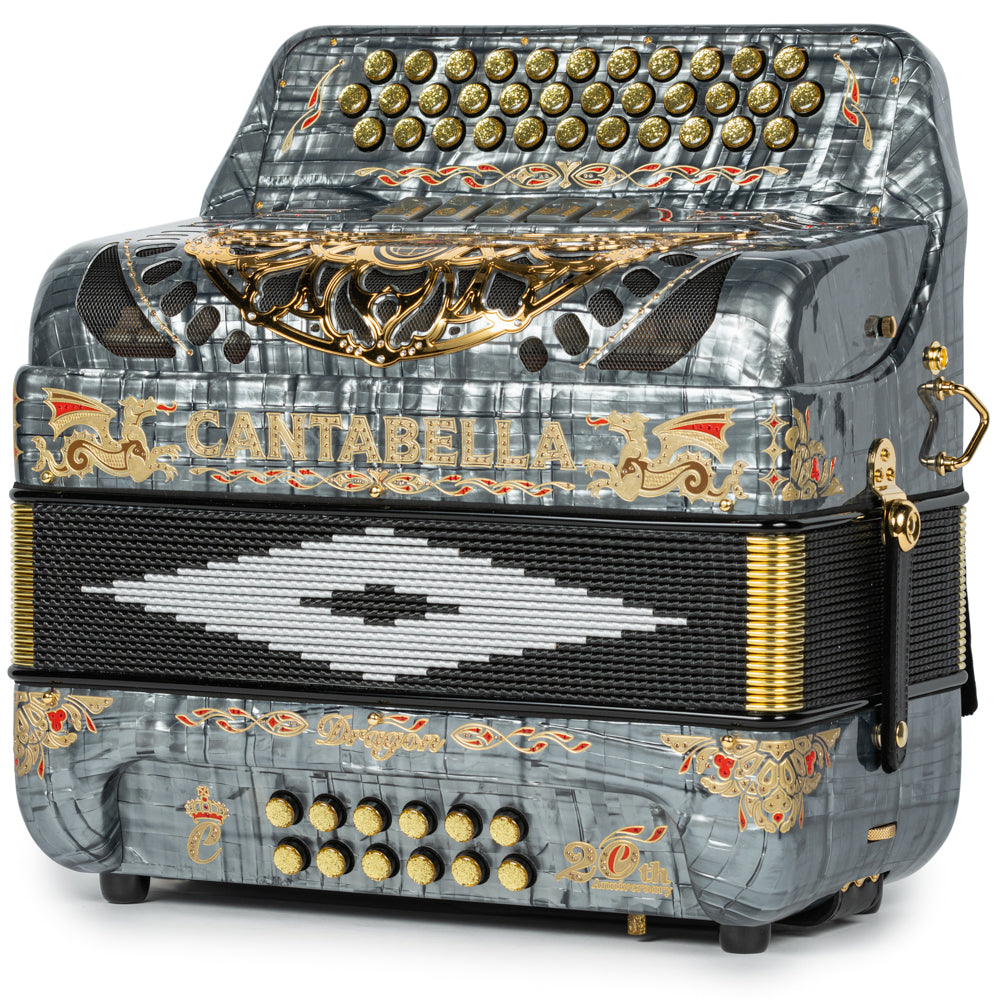 Cantabella Dragón Acordeón 5 Registros Fa Gris y Oro