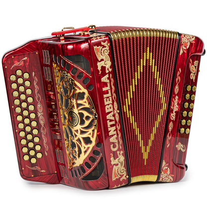 Cantabella Dragón Acordeón 5 Registros Mi Celuloide Rojo y Oro
