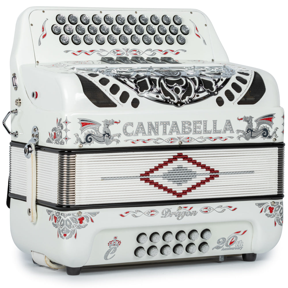 Cantabella Dragón Acordeón 5 Registros Mi Blanco y Plata