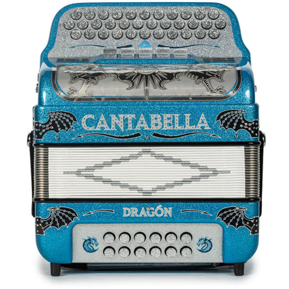 Cantabella Dragon Accordion 5 Switch EAD Light Blue Glitter with Silver and Black-Cantabella-Hermes Music-Accordion Pro Shop