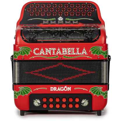 Cantabella Dragon Accordion 5 Switch EAD Matte Red with White and Green-Cantabella-Hermes Music-Accordion Pro Shop