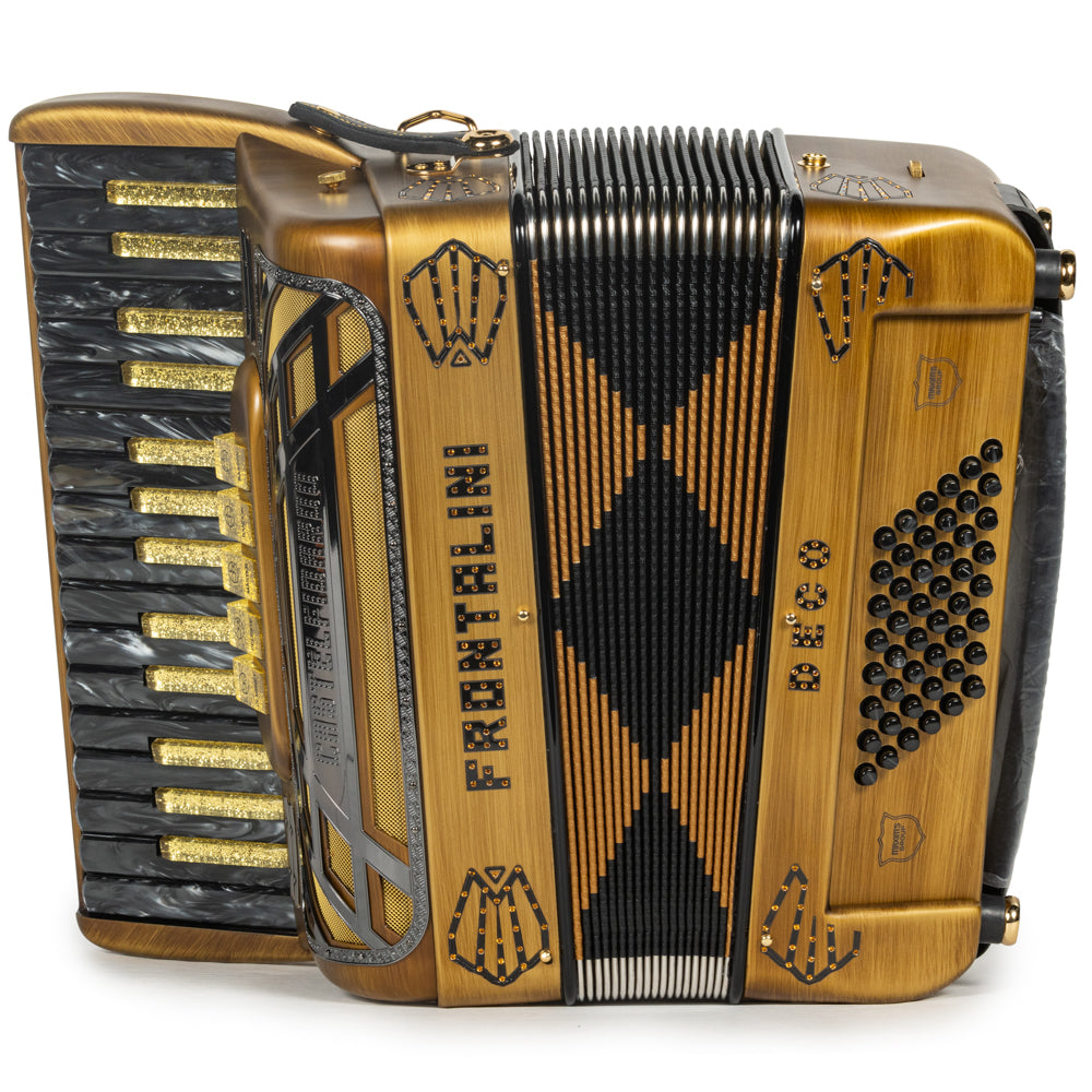 Frontalini Deco 30 Key Piano Accordion 5 Switch Matte Gold and Black-accordion-Frontalini-Hermes Music-Accordion Pro Shop