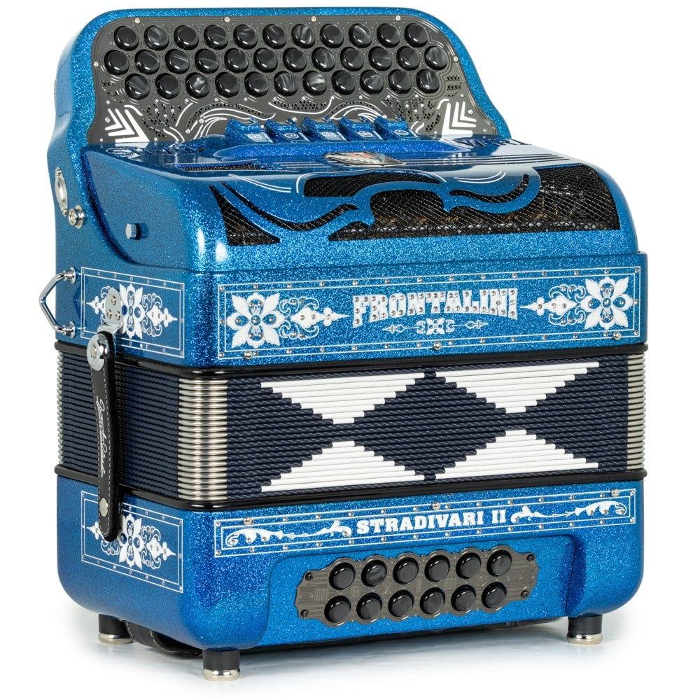 Frontalini Stradivari II Acordeon 5 Registros Fa Brillo Azul y Blanco