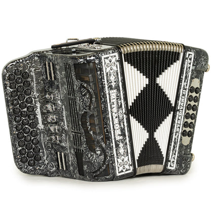 Frontalini Stradivari II Acordeon 5 Registros Fa Olas Grises y Blancas