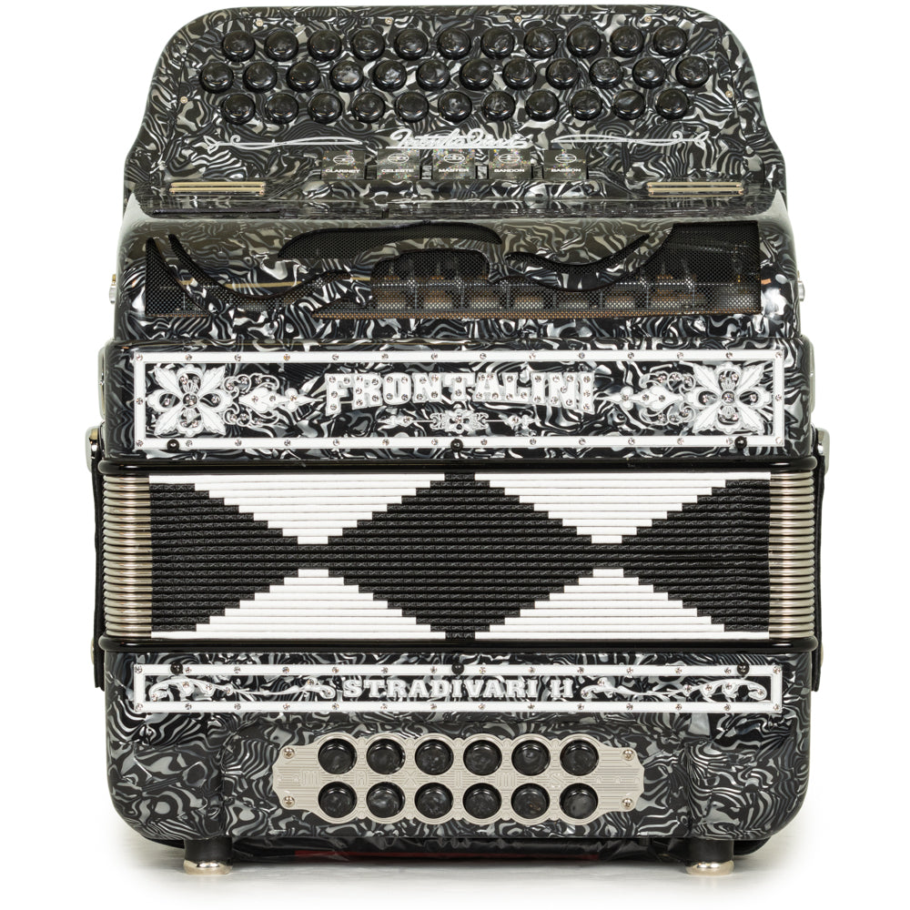 Frontalini Stradivari II Acordeon 5 Registros Fa Olas Grises y Blancas