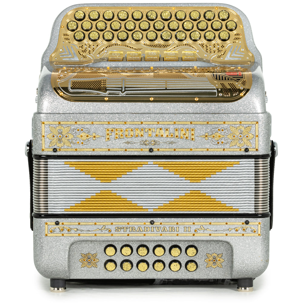 Frontalini Stradivari II Acordeon 5 Registros Fa Brillo Gris con Dorado