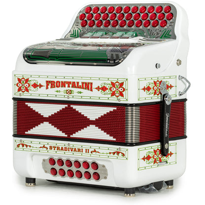 Frontalini Stradivari II Acordeon 5 Registros Fa Blanco y Rojo con Verde