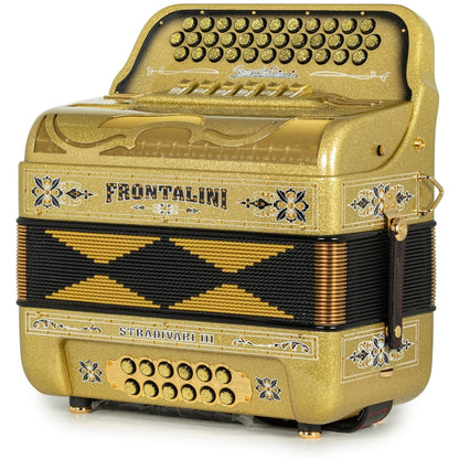 Frontalini Stradivari III Acordeón 6 Registros Fa-Mi Brillo Dorado y Negro