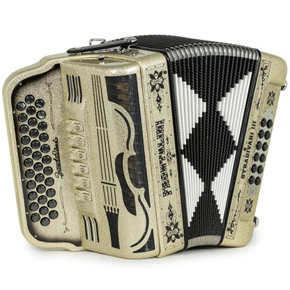 Frontalini Stradivari III Acordeón 6 Registros Fa-Mi Arena Dorada y Negro