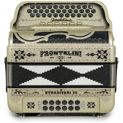 Frontalini Stradivari III Acordeón 6 Registros Fa-Mi Arena Dorada y Negro