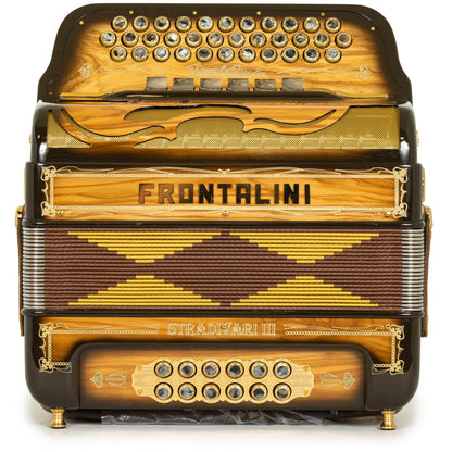Frontalini Stradivari III Acordeón 6 Registros Fa-Mi Madera Pulida y Oro