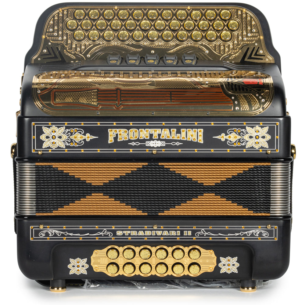 Frontalini Stradivari II Acordeon 5 Registros Fa Mate Negro y Oro