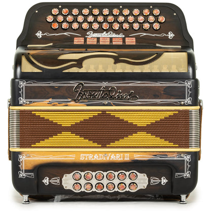 Frontalini Stradivari II Acordeon 5 Registros Fa Madera Oscura Mate y Blanco