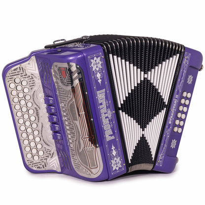 Frontalini Stradivari II Acordeon 5 Registros Fa Brillo Morada y Plata