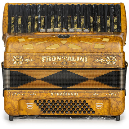 Frontalini Stradivari Piano Accordion 7 Switch Matte Mustard Yellow and Black Hermes Music Accordion Pro Shop