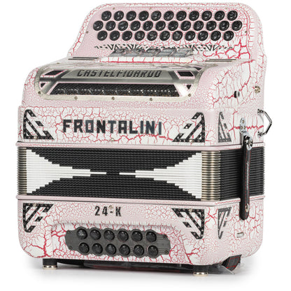 Frontalini 24K Acordeon 5 Registros Fa Blanco Craquelado y Rojo