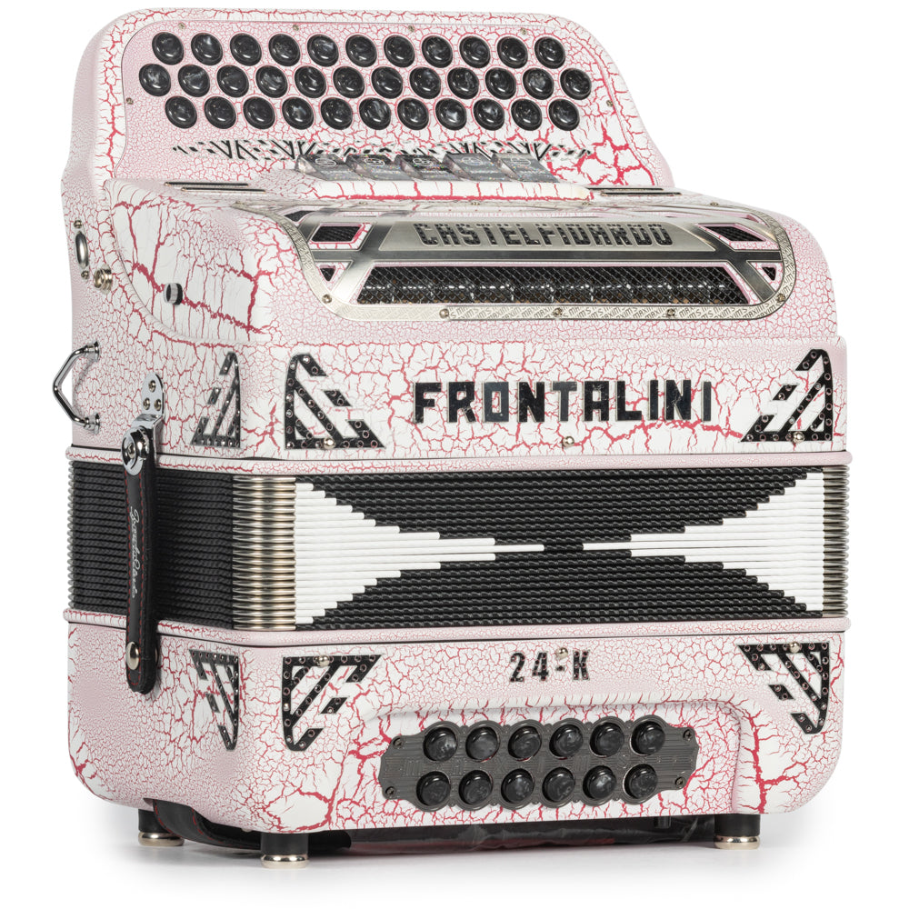 Frontalini 24K Acordeon 5 Registros Fa Blanco Craquelado y Rojo