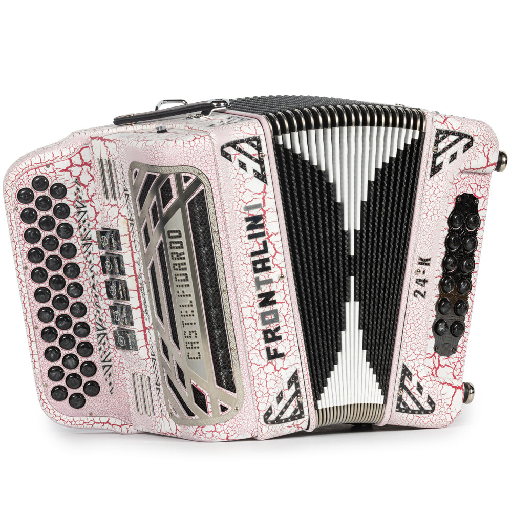 Frontalini 24K Acordeon 5 Registros Fa Blanco Craquelado y Rojo