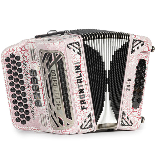 Frontalini 24K Acordeon 5 Registros Fa Blanco Craquelado y Rojo