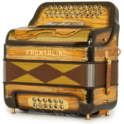 Frontalini Stradivari III Acordeón 6 Registros Fa-Mi Madera Pulida y Oro
