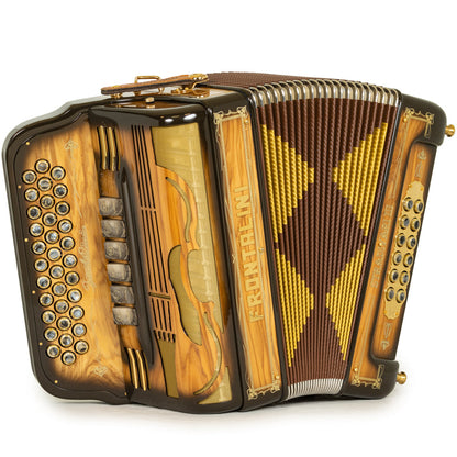 Frontalini Stradivari III Acordeón 6 Registros Fa-Mi Madera Pulida y Oro