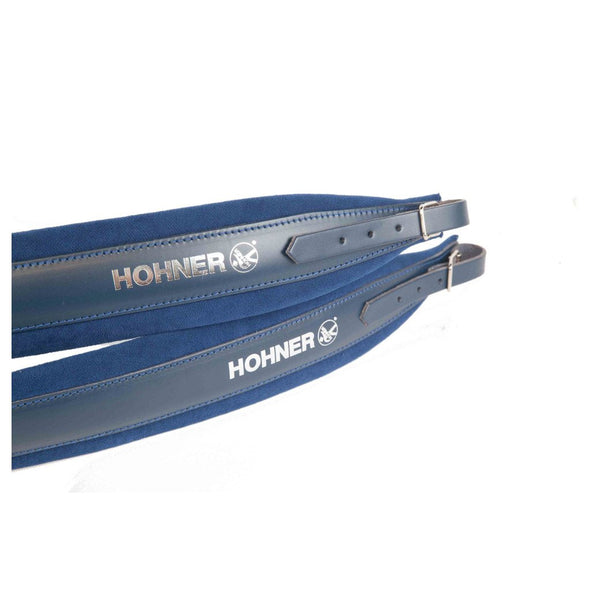 Hohner Accordion Straps Blue Leather and Velvet-accessories-Hohner- Hermes Music